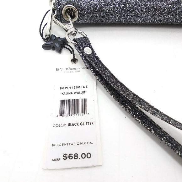 BCBG Kalina Black Glitter Wristlet Boxed NIB - Picture 6 of 11